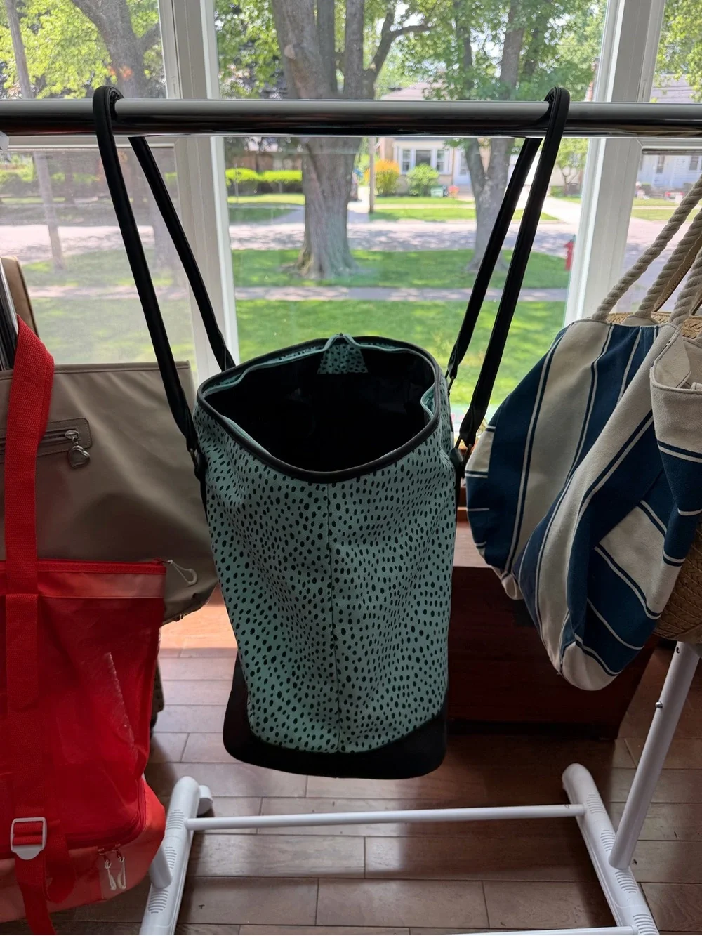 NWOT Serra Mint Blue Overnight Spot Tote with Black Accents - Picture 3 of 11